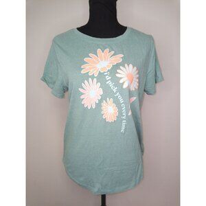 Old Navy Everywhere Green Orange Flower Tee Size Medium